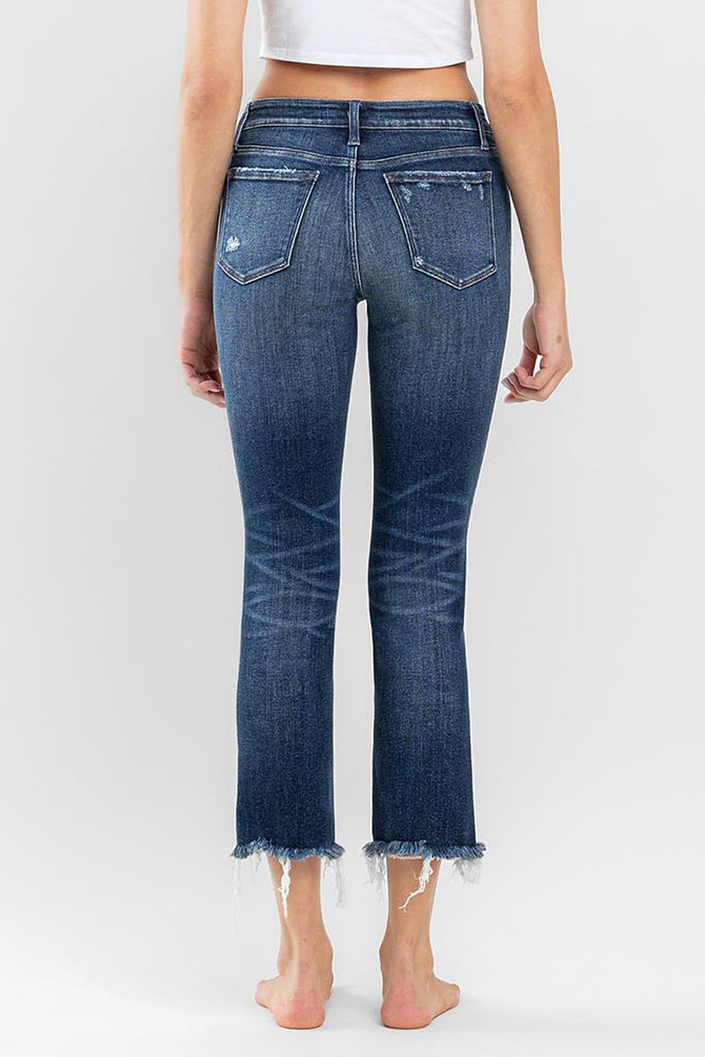 Flying Monkey - Stunned - Low Rise Raw Hem Crop Slim Straight Jeans - F5340 - SaltTree