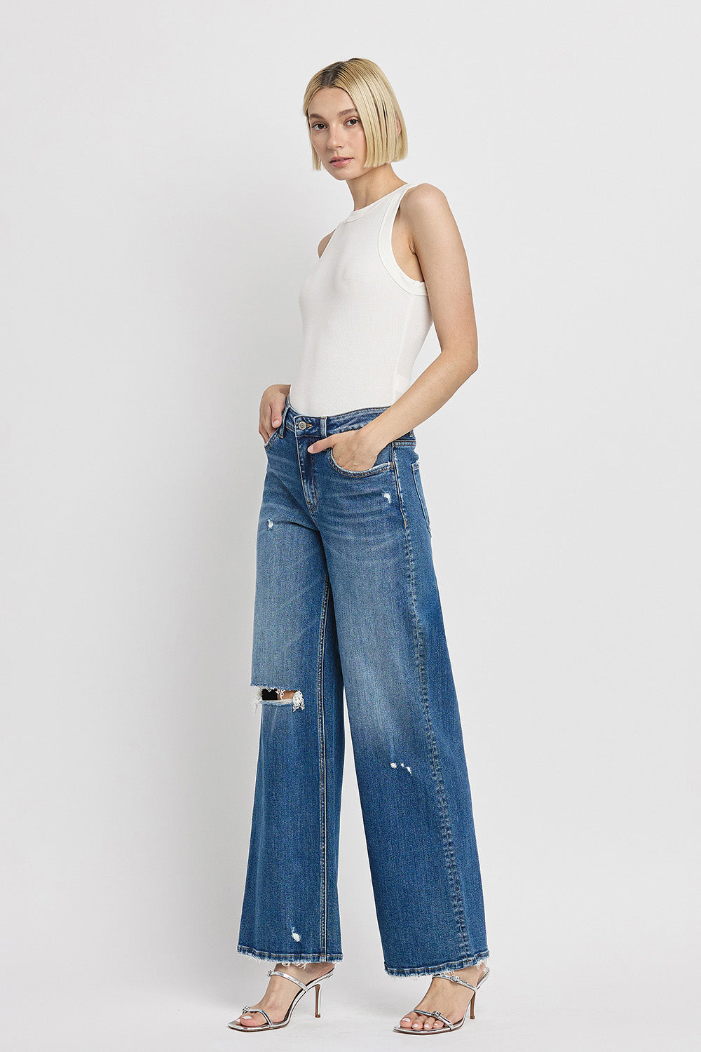 Flying Monkey - High Rsie Wide Lag Jeans - F5684 - SaltTree