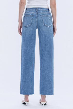 Flying Monkey Jeans - High Rise Raw Hem Slim Wide JEans - F5723