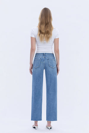 Flying Monkey Jeans - High Rise Raw Hem Slim Wide JEans - F5723