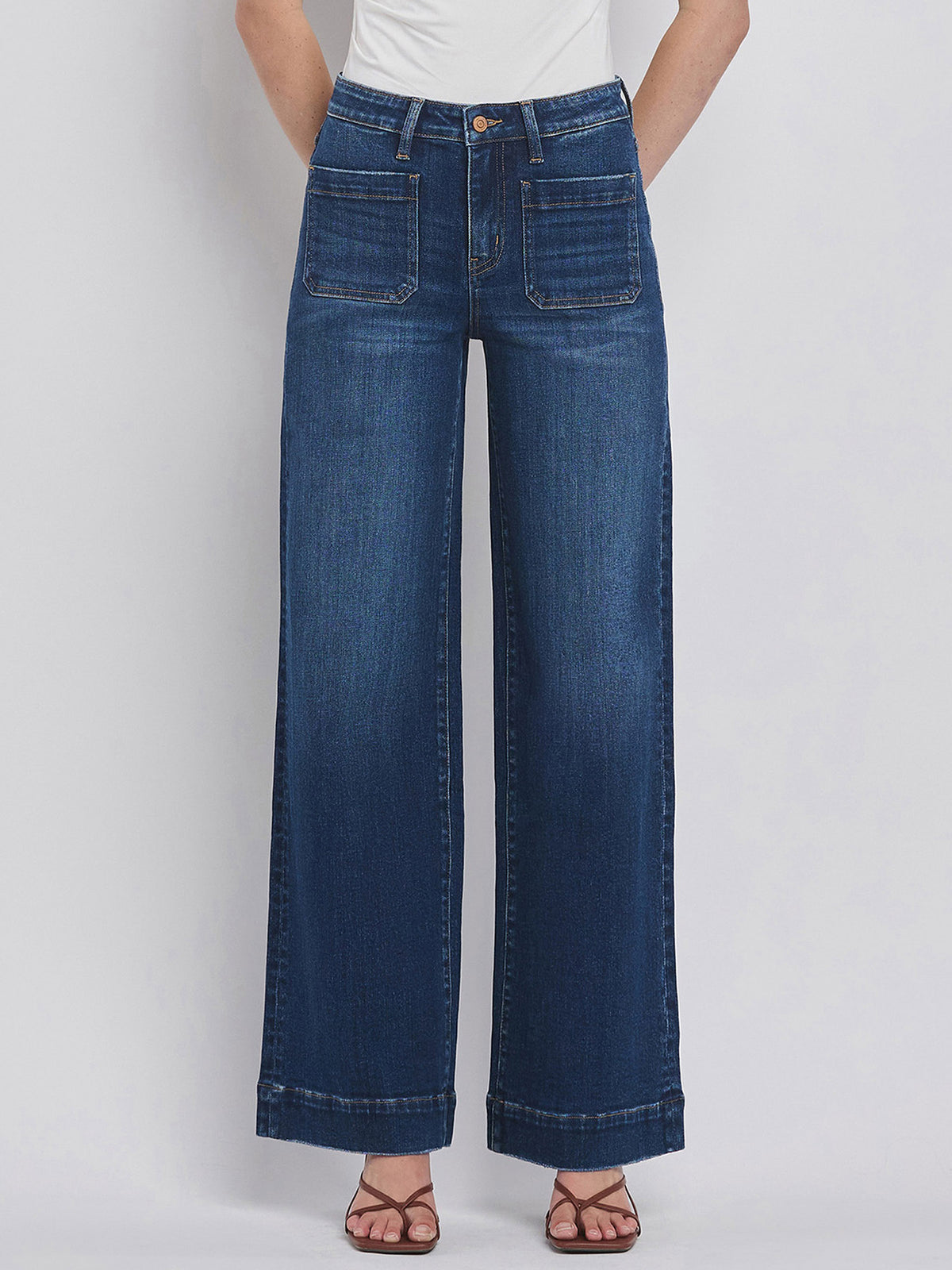 Flying Monkey - High Rise Wide Trouser Jeans - F5764D - SaltTree