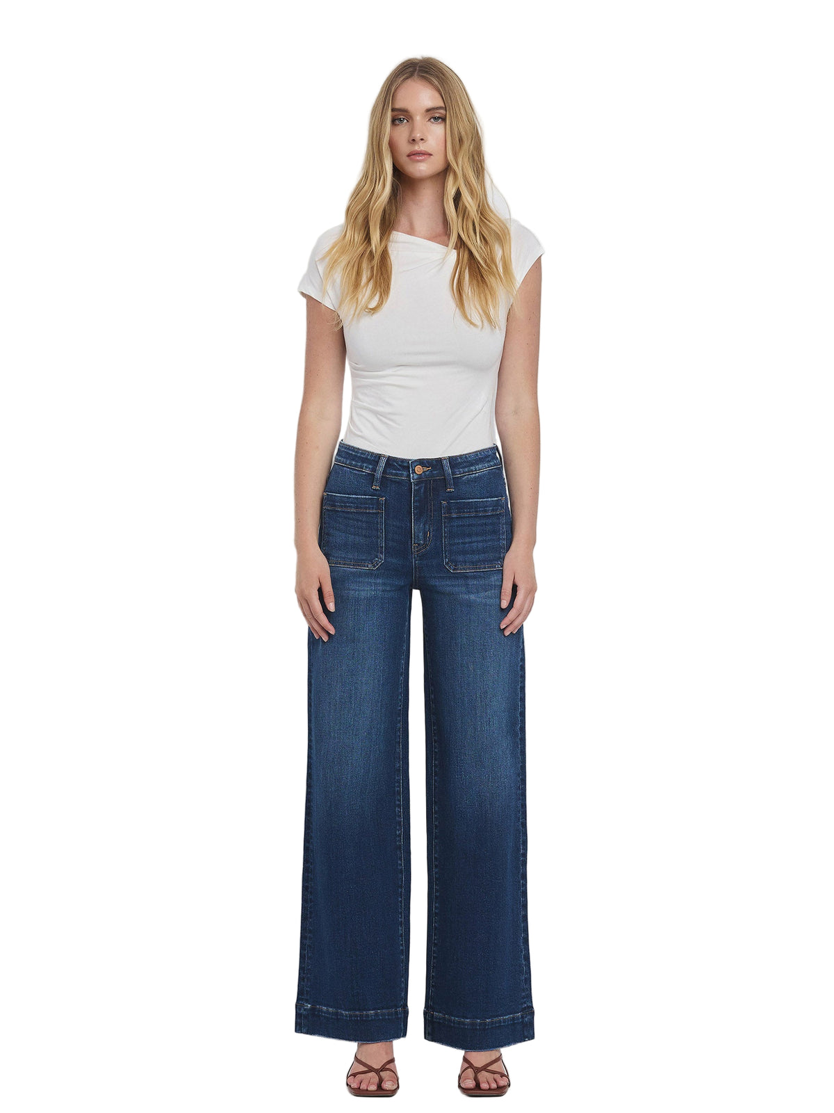 Flying Monkey - High Rise Wide Trouser Jeans - F5764D - SaltTree