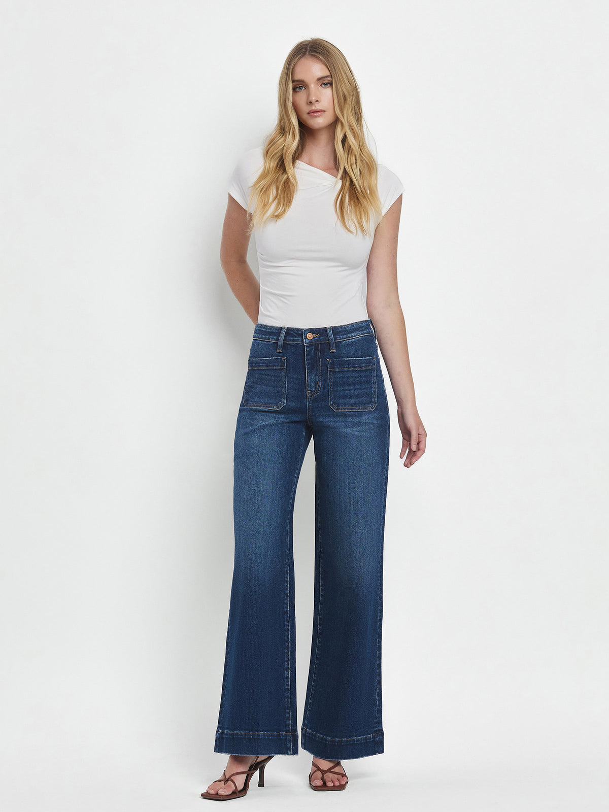 Flying Monkey - High Rise Wide Trouser Jeans - F5764D - SaltTree