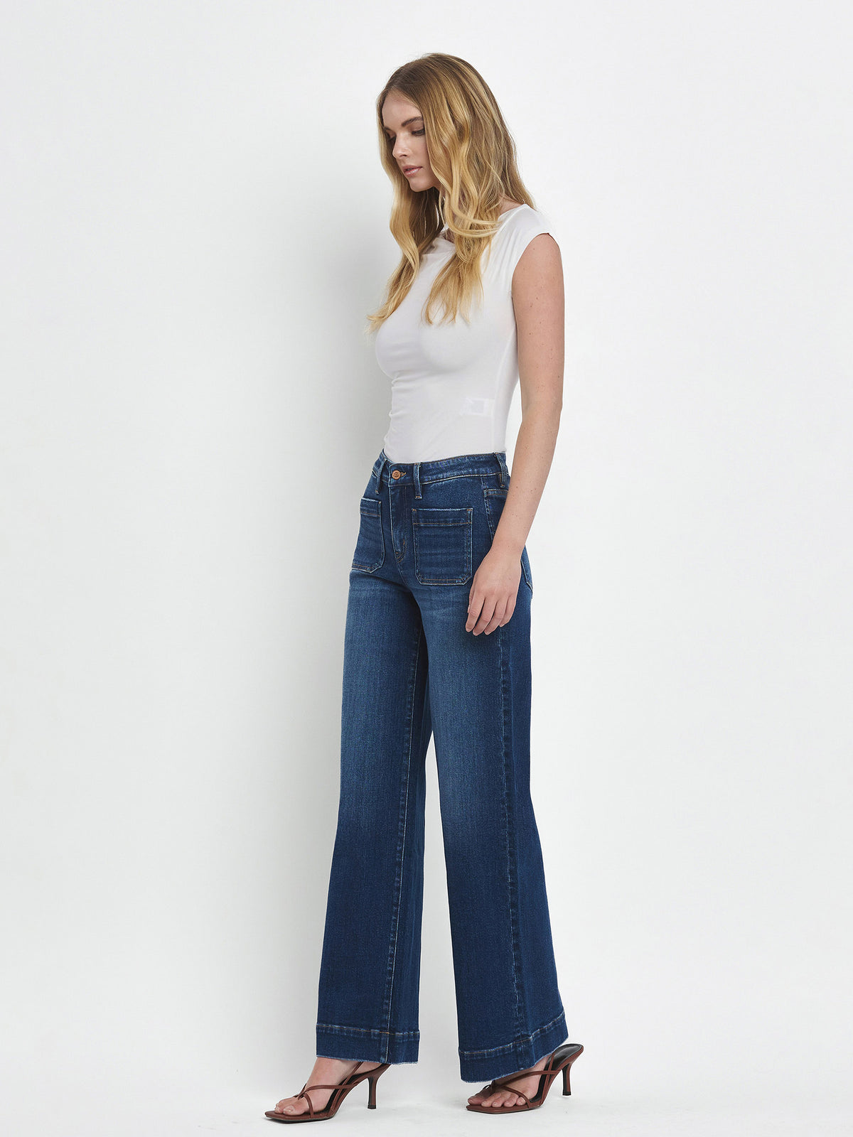 Flying Monkey - High Rise Wide Trouser Jeans - F5764D - SaltTree