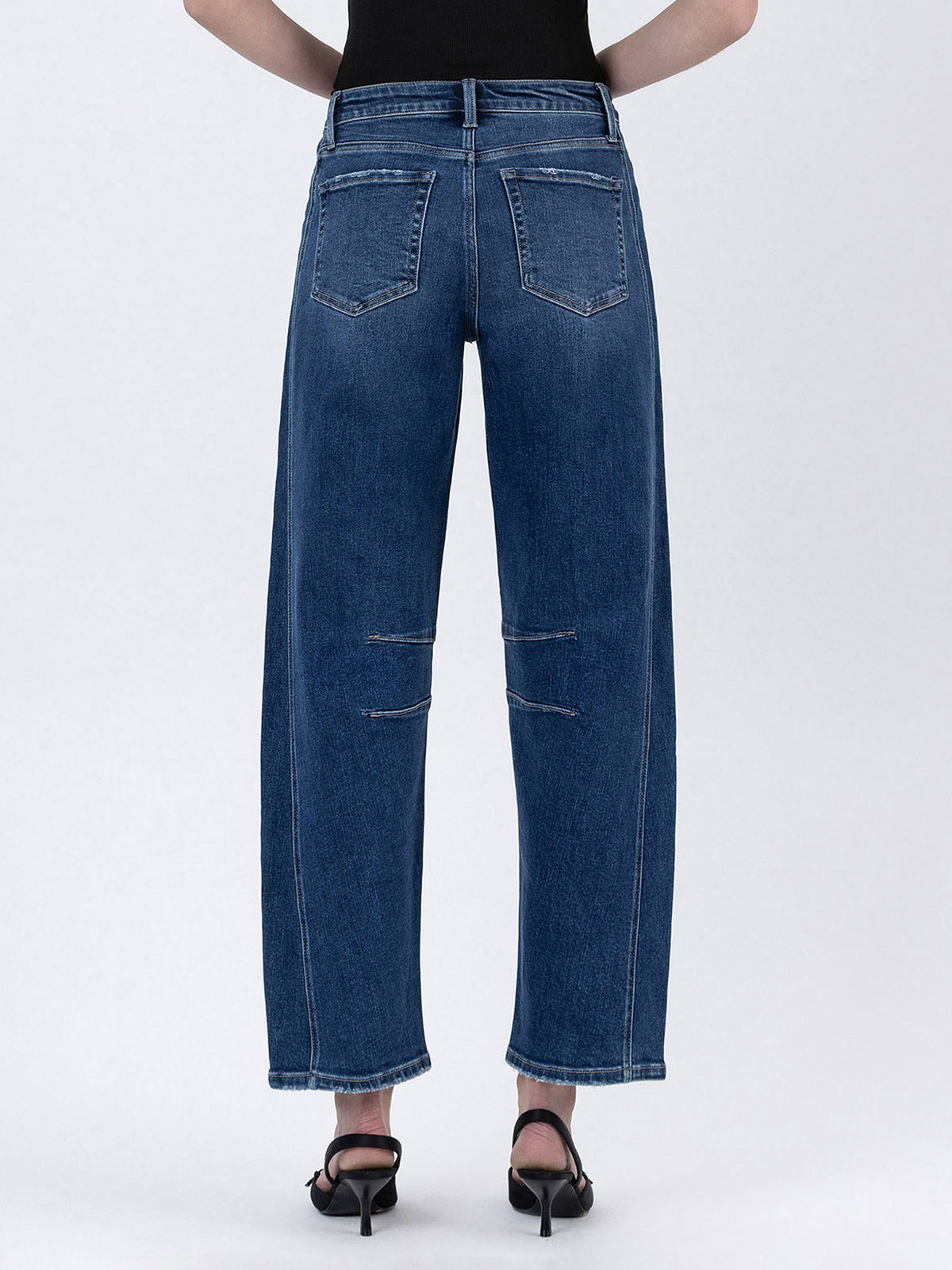 Flying Monkey - High Rise Dark Wash Barrel Leg Jeans (27.5" Inseam) - F5768D-SaltTree