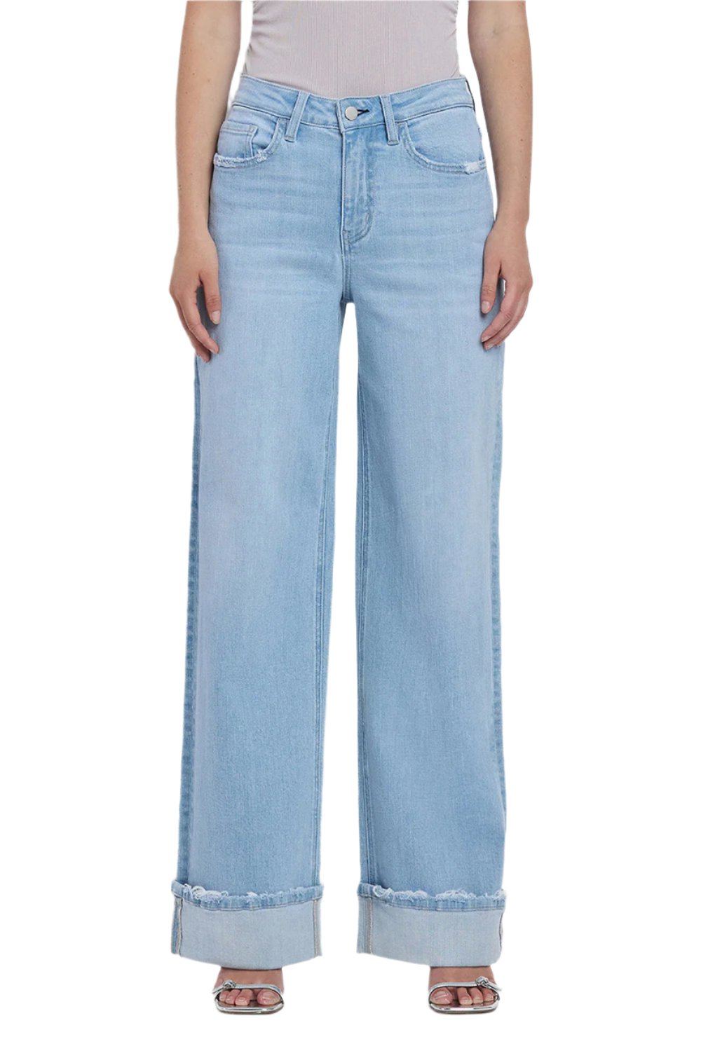 Flying Monkey - Super High Rise Cuffed Baggy Wide Jeans - F5796 - SaltTree