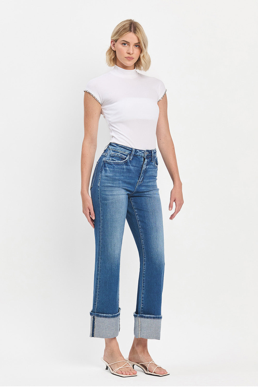 Flying Monkey - 90's vintage super High Rise Cuffed Flare Jeans - F5827 - SaltTree