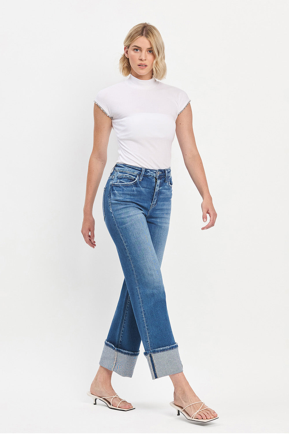 Flying Monkey - 90's vintage super High Rise Cuffed Flare Jeans - F5827 - SaltTree