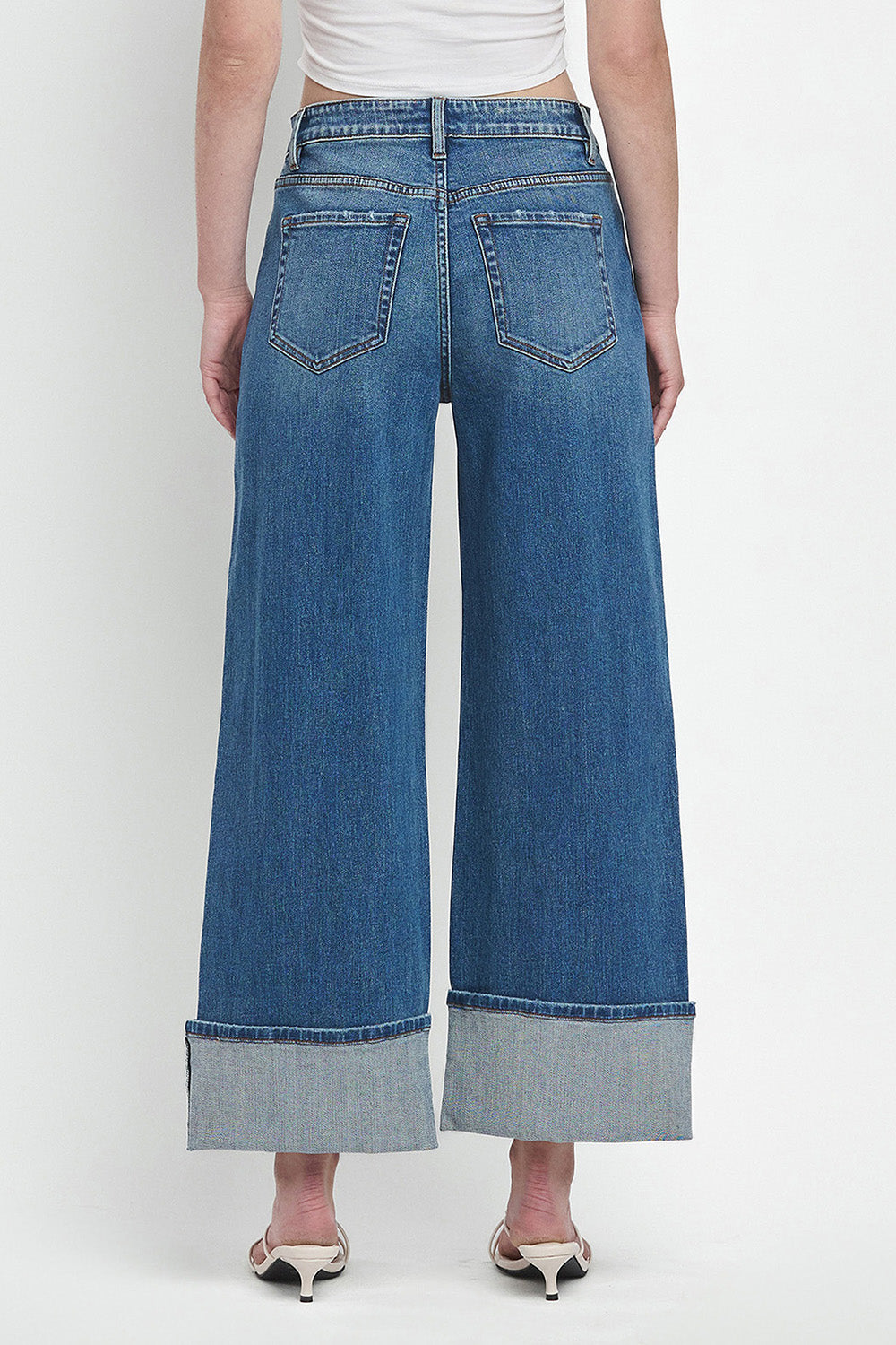 Flying Monkey - Super High Rise Cuffed Baggy Wide Jeans - F5856 - SaltTree