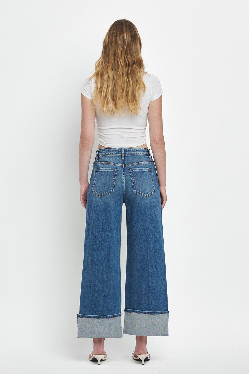 Flying Monkey - Super High Rise Cuffed Baggy Wide Jeans - F5856 - SaltTree