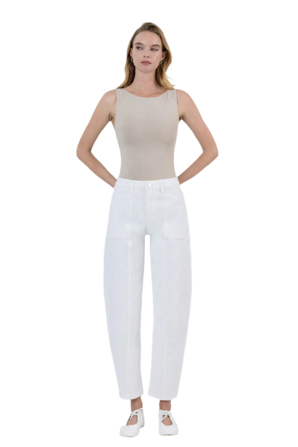 Flying Monkey - Super High Rise Panel Detail Barrel Jeans - F5880 - SaltTree