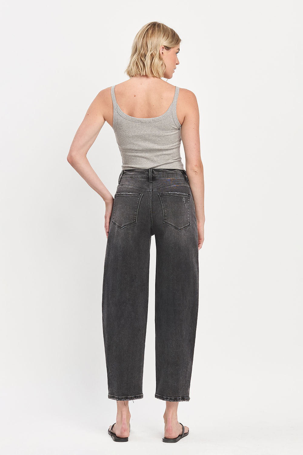 Flying Monkey - Super High Rise Panel Detail Barrel Jeans - F5880 - SaltTree