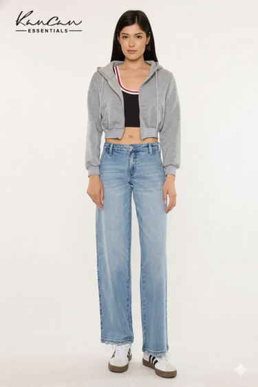 Kancan - Alma Essentials Mid Rise Wide Leg Trouser (32" Inseam) - KC20109M-SaltTree