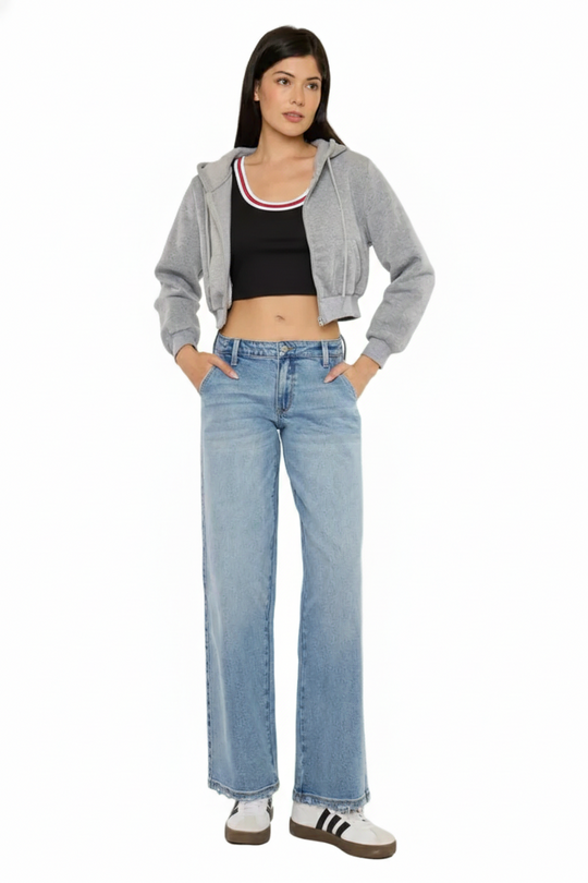 Kancan - Alma Essentials Mid Rise Wide Leg Trouser (32" Inseam) - KC20109M