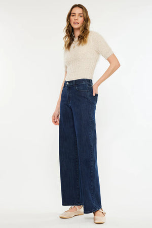 Kancan - Norie Essentials High Rise Wide Leg Jeans KC20089D - SaltTree