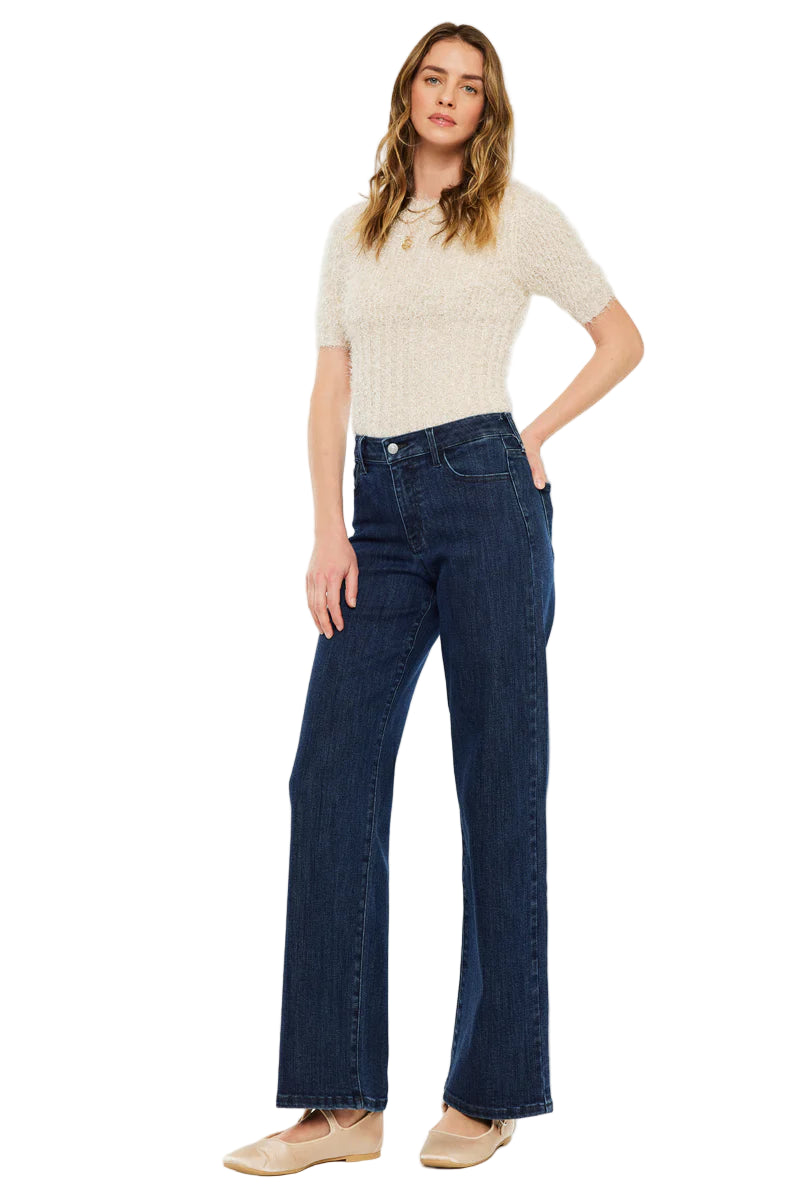 Kancan - Norie Essentials High Rise Wide Leg Jeans KC20089D - SaltTree