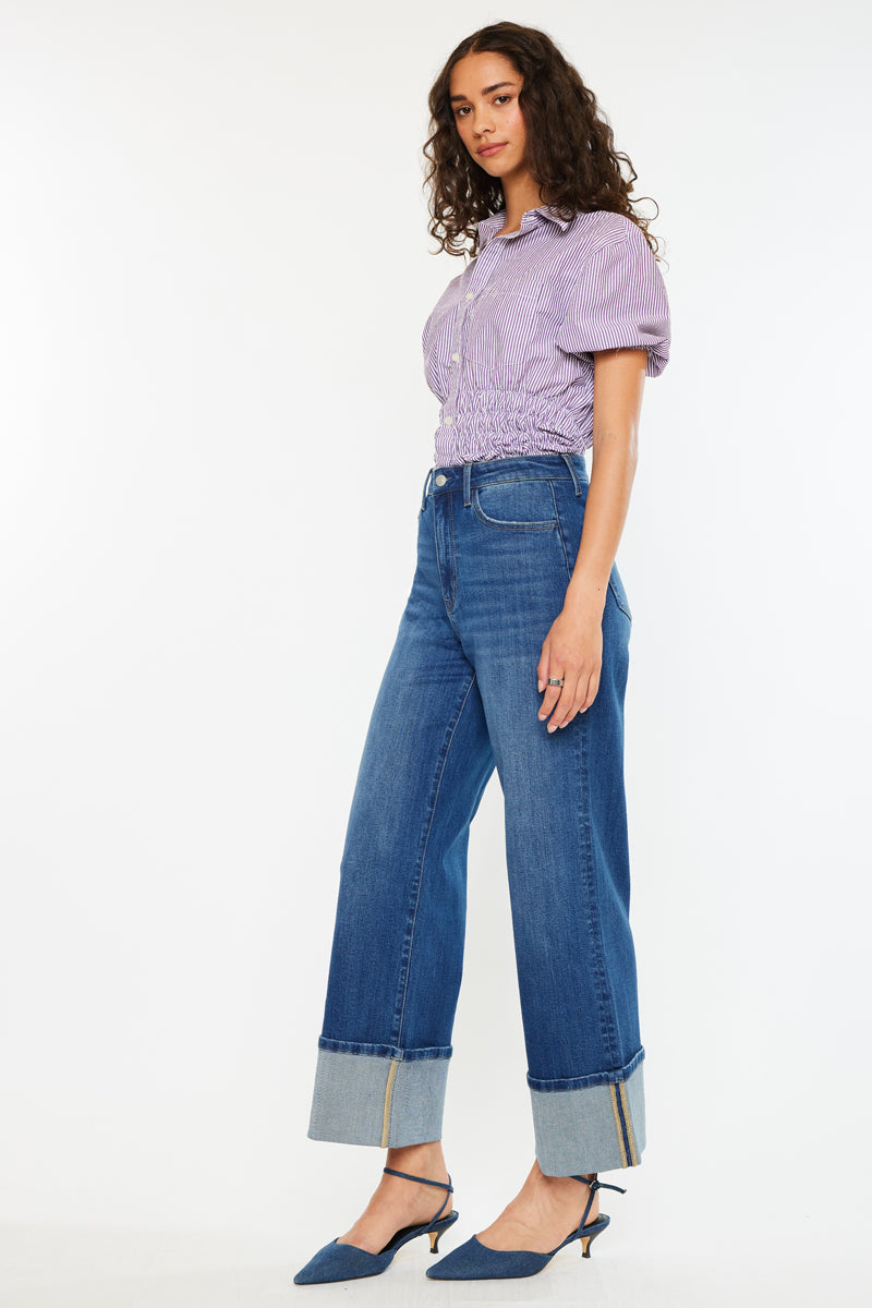 Kancan - Delia Essentials High Rise Crop Wide Leg Jeans - kc20091d - SaltTree