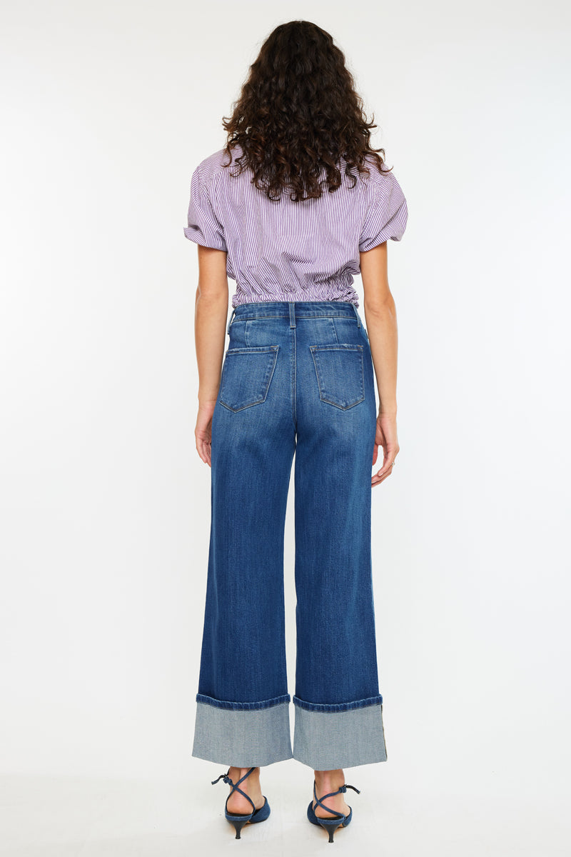 Kancan - Delia Essentials High Rise Crop Wide Leg Jeans - kc20091d - SaltTree