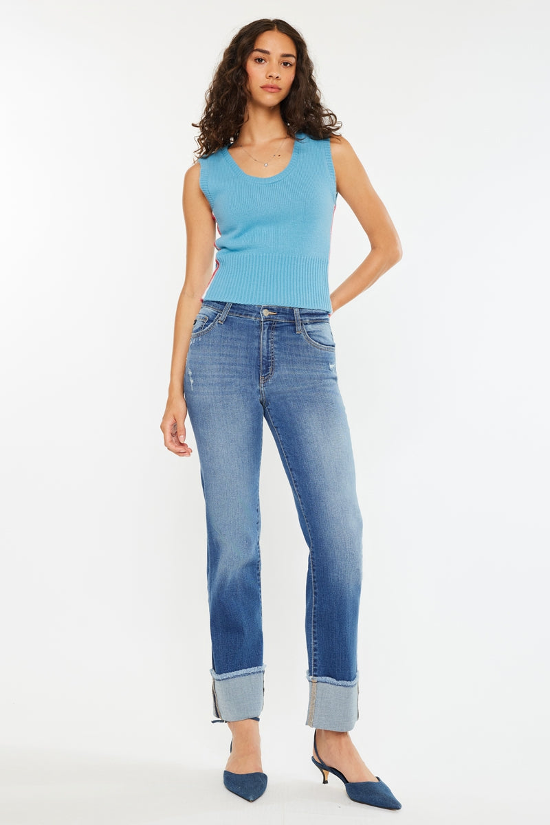 Kancan - Quin Essentials High Rise Straight Jeans - kc20093m - SaltTree