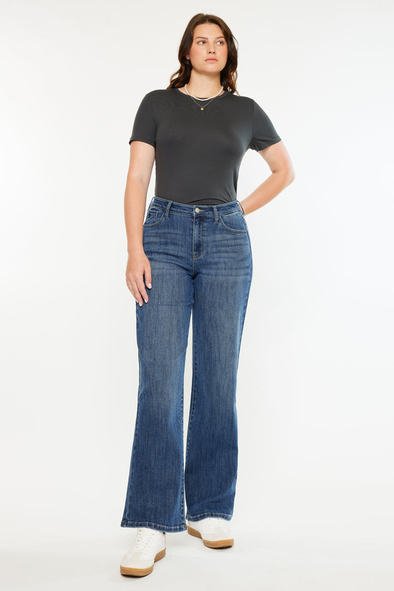 Kancan - Viola High Rise Wide Jeans - Curvy - kc20096mcv - SaltTree