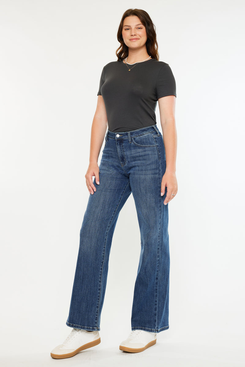 Kancan - Viola High Rise Wide Jeans - Curvy - kc20096mcv - SaltTree
