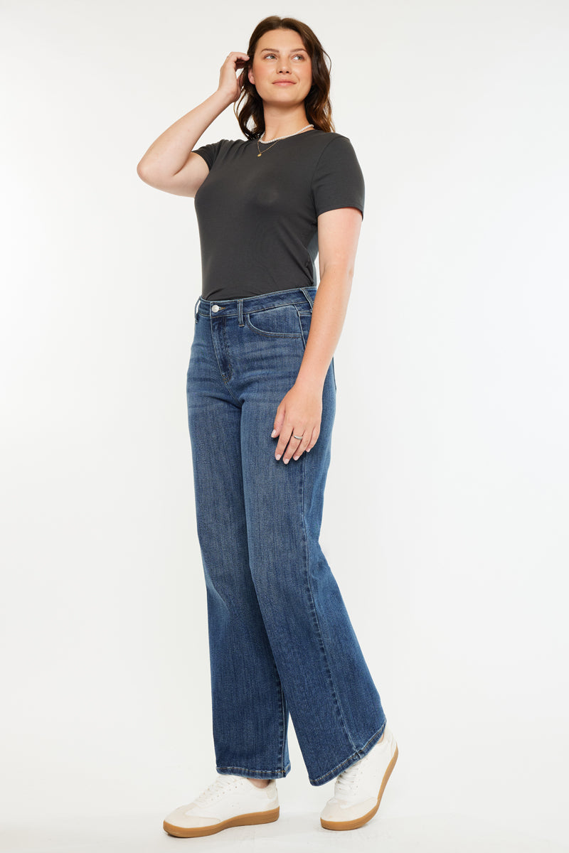 Kancan - Viola High Rise Wide Jeans - Curvy - kc20096mcv - SaltTree