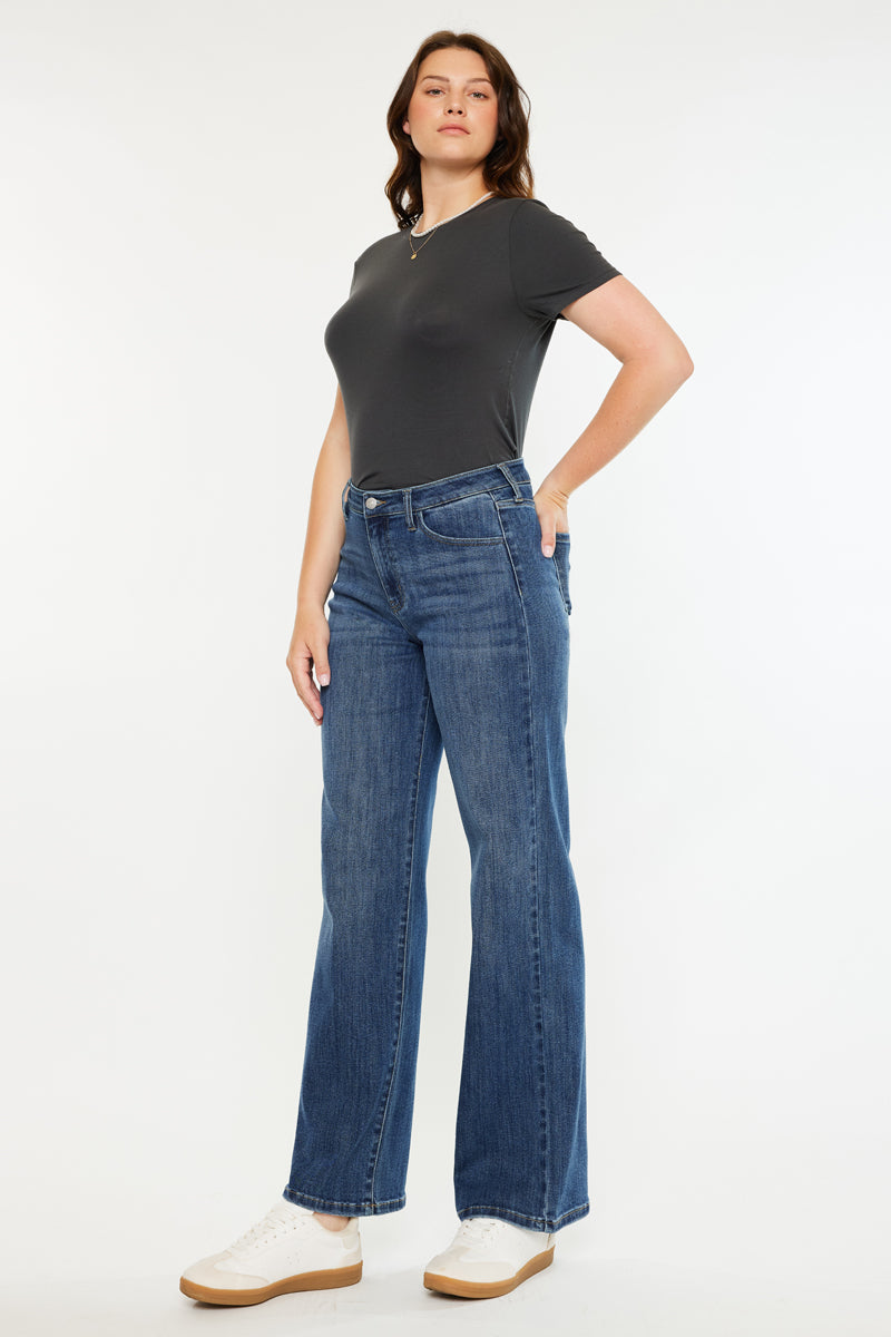 Kancan - Viola High Rise Wide Jeans - Curvy - kc20096mcv - SaltTree