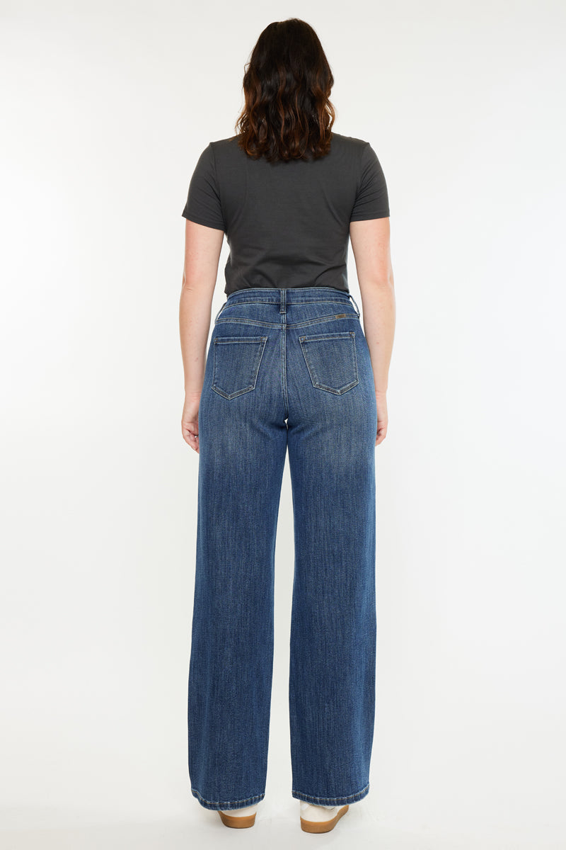 Kancan - Viola High Rise Wide Jeans - Curvy - kc20096mcv - SaltTree