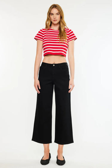 Kancan - Shea High-Rise Cropped Wide-Leg Jeans (26.5" Inseam) - KC20103BK-SaltTree
