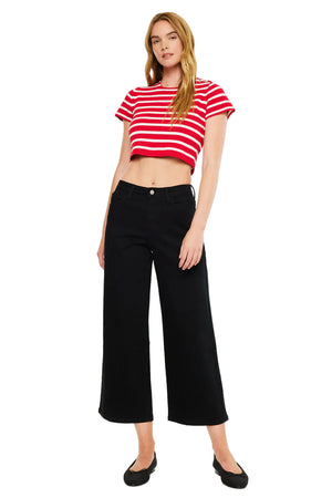 Kancan - Shea Essentials High Rise Cropped Wide Leg Jeans - KC20103BK - SaltTree