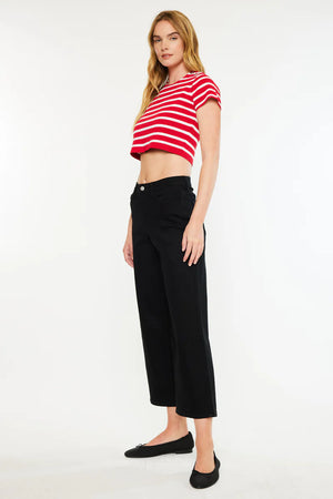Kancan - Shea Essentials High Rise Cropped Wide Leg Jeans - KC20103BK - SaltTree