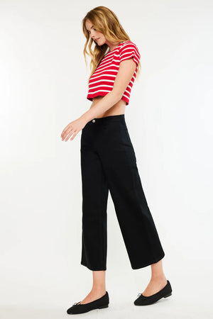 Kancan - Shea Essentials High Rise Cropped Wide Leg Jeans - KC20103BK - SaltTree