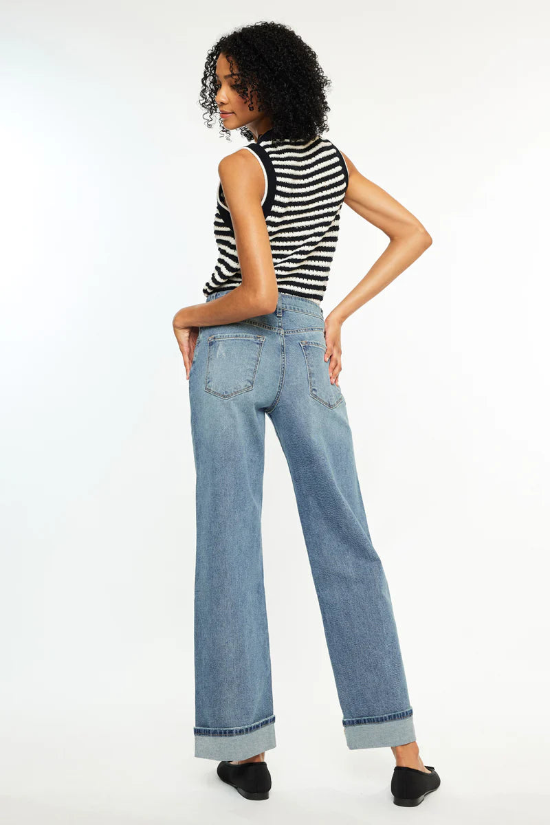 Kancan Essentials - Bellen Essentials High Rise Wide Jeans (30" Inseam) - KC20104M-SaltTree