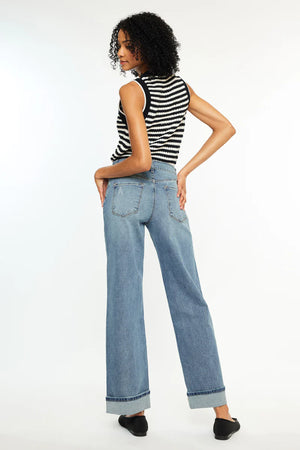Kancan Essentials - Bellen Essentials High Rise Wide Jeans (30" Inseam) - KC20104M-SaltTree