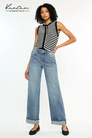 Kancan Essentials - Bellen Essentials High Rise Wide Jeans (30" Inseam) - KC20104M-SaltTree