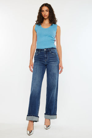 Kancan - Tiara High Rise Wide Leg Jeans - kc20106d - SaltTree