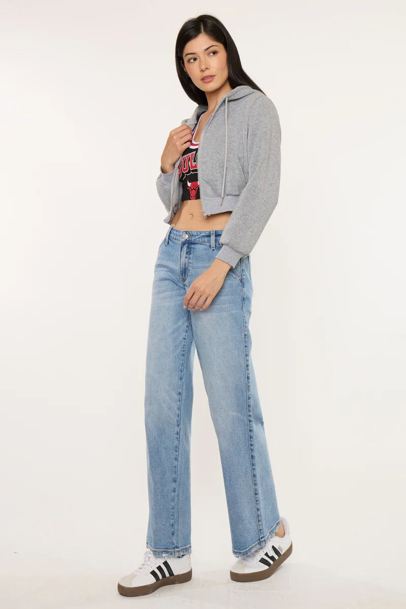 Kancan - Alma Essentials Mid Rise Wide Leg Trouser (32" Inseam) - KC20109M-SaltTree