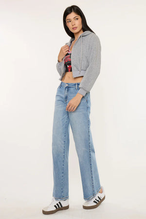 Kancan - Alma Essentials Mid Rise Wide Leg Trouser (32" Inseam) - KC20109M-SaltTree