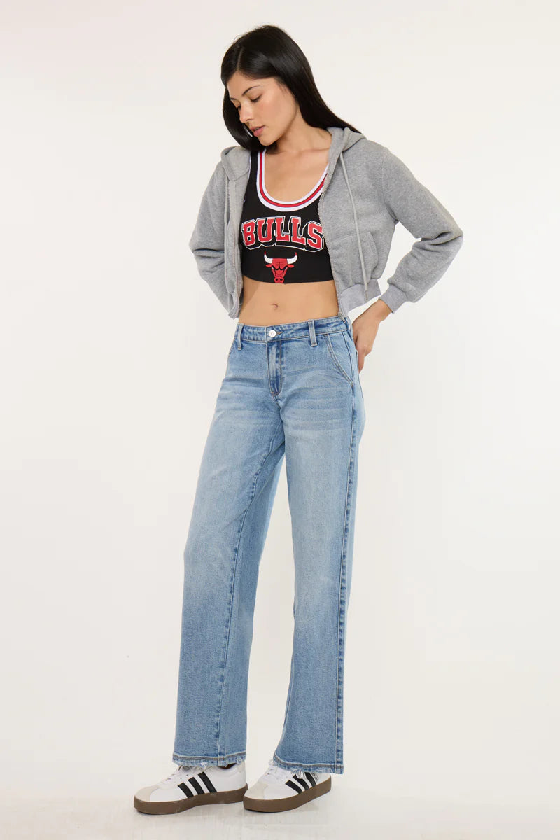 Kancan - Alma Essentials Mid Rise Wide Leg Trouser (32" Inseam) - KC20109M-SaltTree