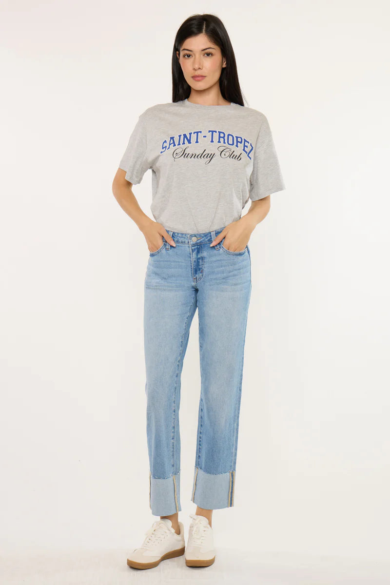 Kancan - Tiffany Essentials Low Rise Straight Jeans (28" Inseam) - KC20110ML-SaltTree