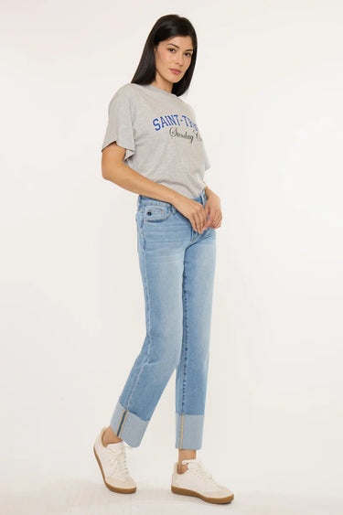 Kancan - Tiffany Essentials Low-Rise Straight Jeans (28" Inseam) - KC20110ML-SaltTree