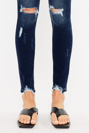 Kancan - Women's Mid Rise Super Skinny Jeans - Distressed - KC5055 - SaltTree