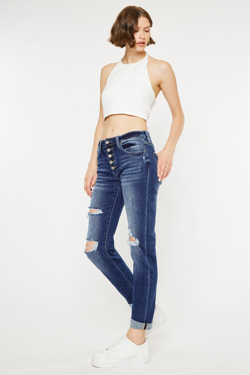 Kancan - Women's High Rise Mom Jeans - kc5118d - SaltTree
