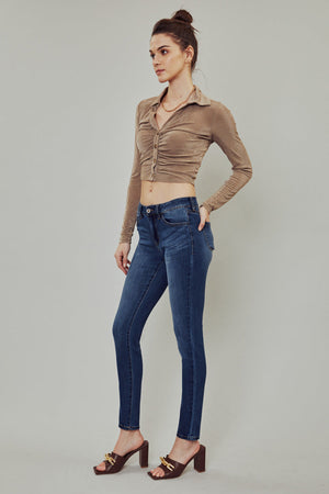 Kancan - Women's Mid Rise Super Skinny Jeans - Basic - KC7092 ST - SaltTree