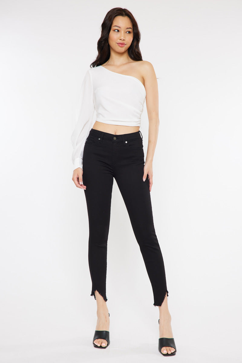 Kancan hot Full Size Frayed Detail Cropped Jeans