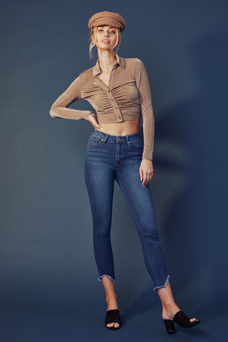 Kancan - Women's High Rise Hem Detail Skinny Jeans - KC7267 - SaltTree