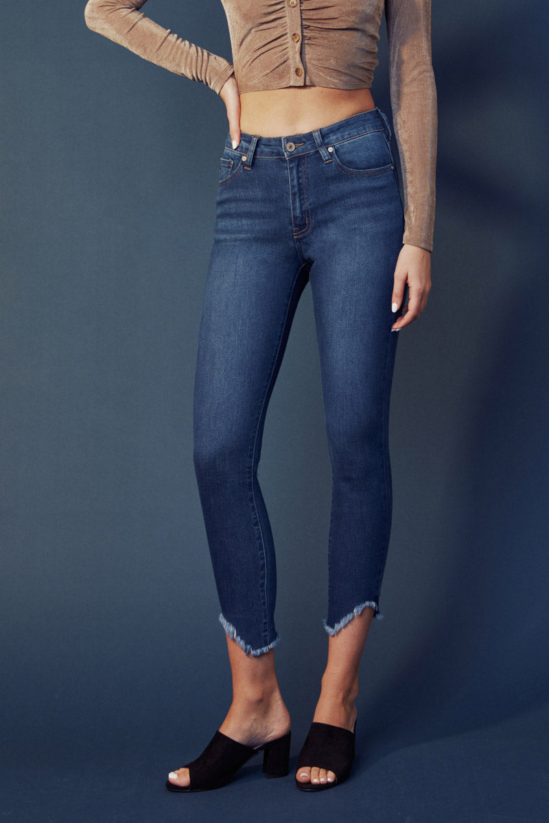 Kancan - Women's High Rise Hem Detail Skinny Jeans - KC7267ST - SaltTree