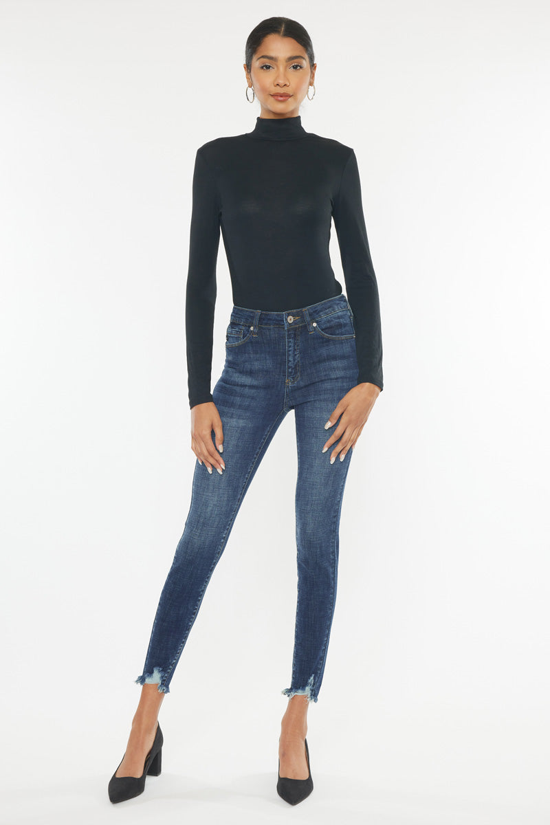 Kancan - Women's Mid Rise Distressed Ankle Skinny Jeans - kc7274st - SaltTree