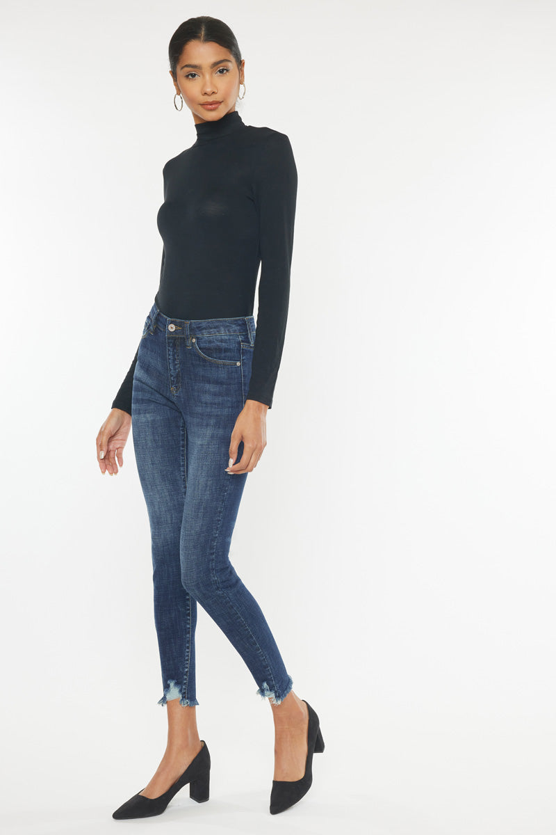 Kancan - Women's Mid Rise Distressed Ankle Skinny Jeans - kc7274st - SaltTree