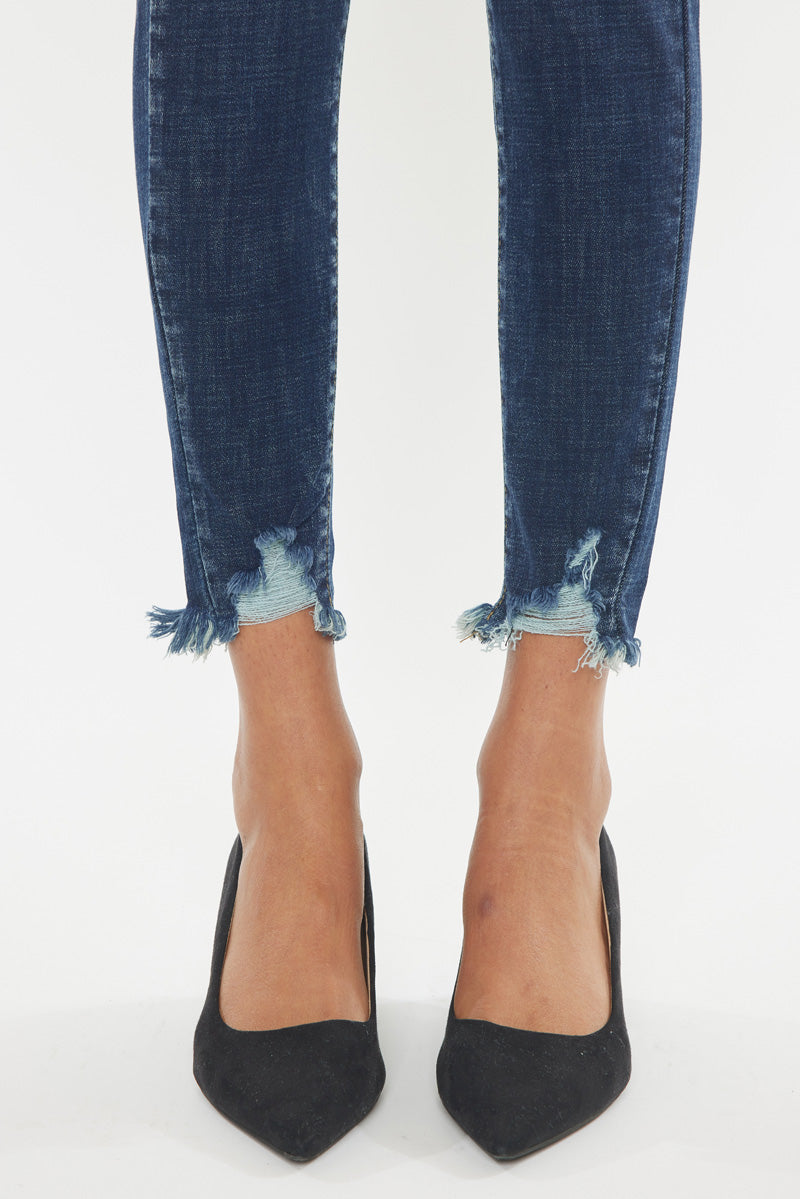 Kancan - Women's Mid Rise Distressed Ankle Skinny Jeans - kc7274st - SaltTree